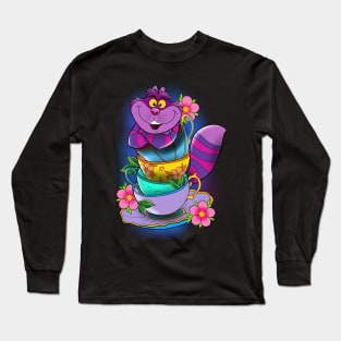 Tea time with Cheshire Cat! Long Sleeve T-Shirt